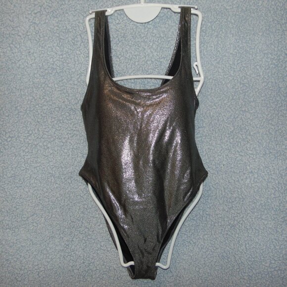 Forever 21 Silver Clip Back Swimsuit M - Picture 1 of 7